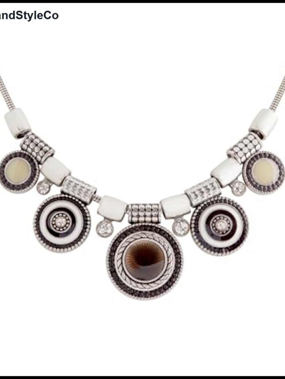 Vintage Bohemian Enamel Medallion Pendant Choker Necklace with Crystal Accents,
